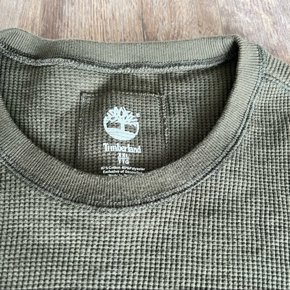Timberland Crew Neck Waffle Long Sleeve - Army Green - Picture 4 of 5